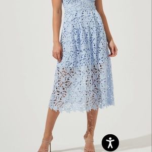 Astr the label light blue lace midi dress